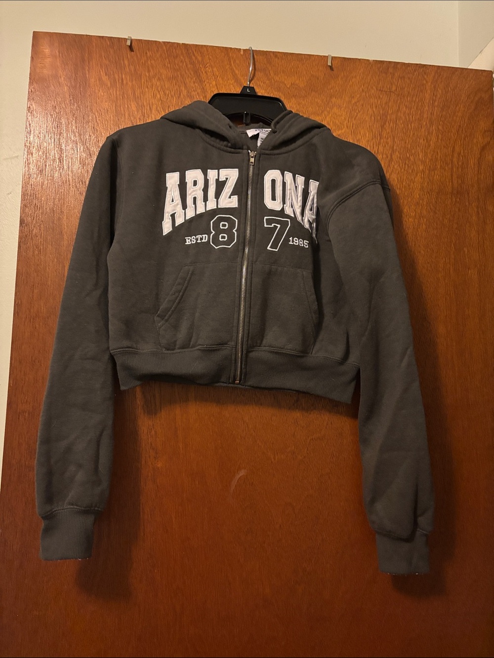 Arizona XS Cropped Zip Hoodie Jacket - Gray
